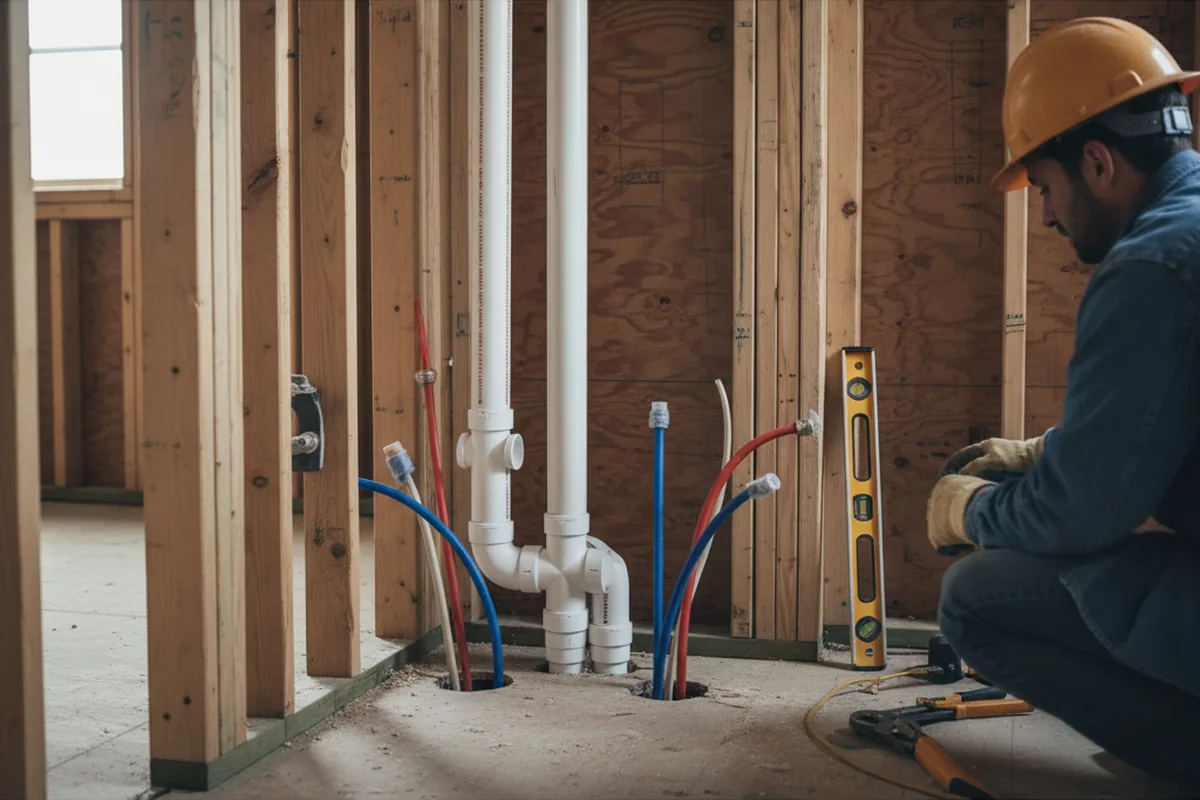 Drain and supply rough-in during Leak Detection in Carlin