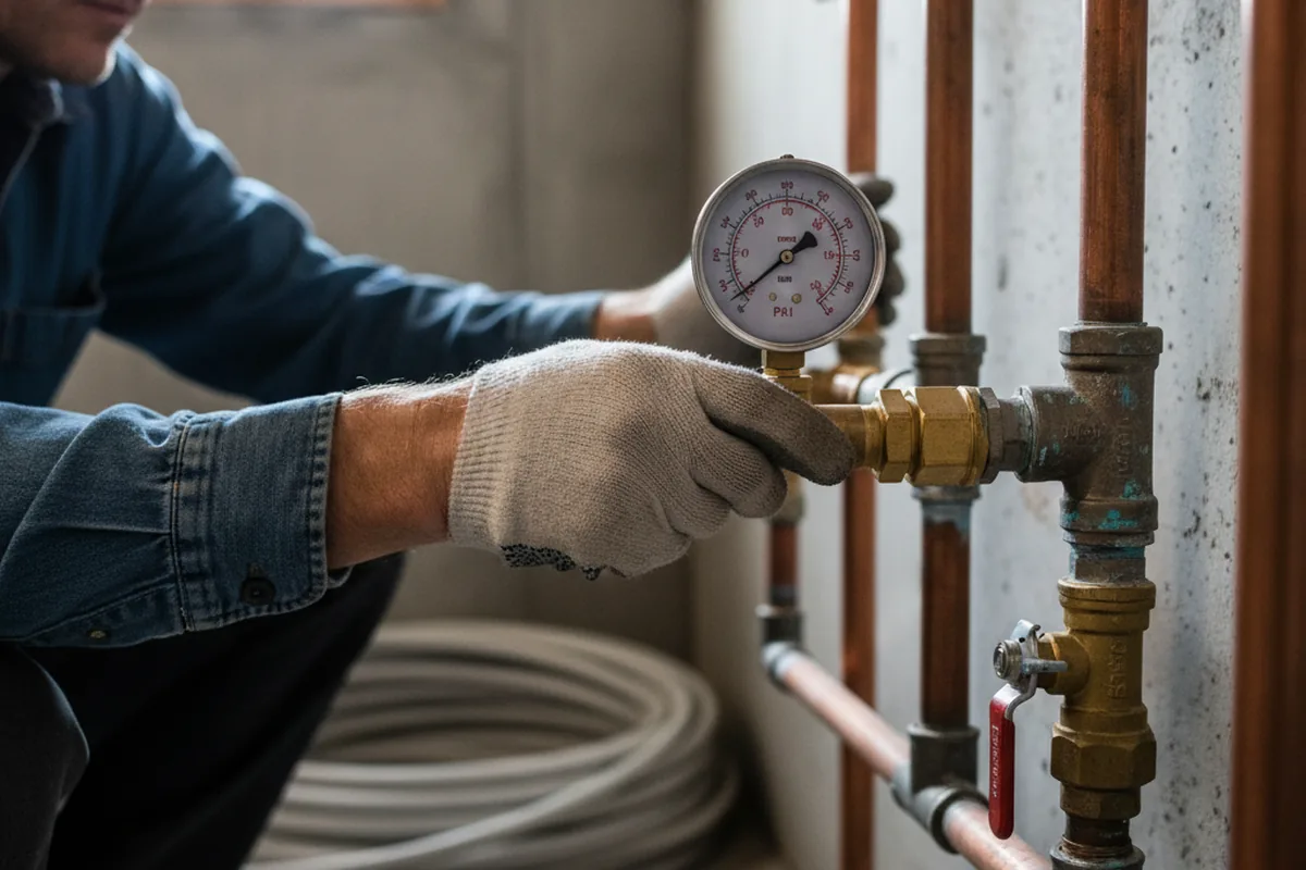 Pressure testing a repaired line during Water Line Repair in Carlin